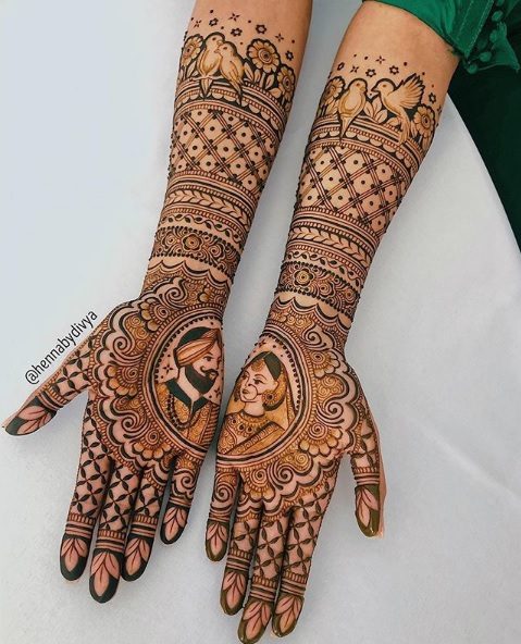 Menyasszony és a vőlegény teljes kézzel Mehendi Design