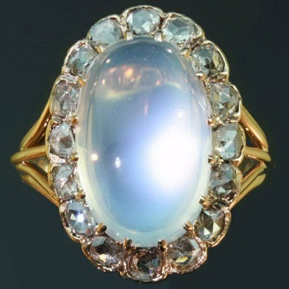 Månesten Antik Diamantring