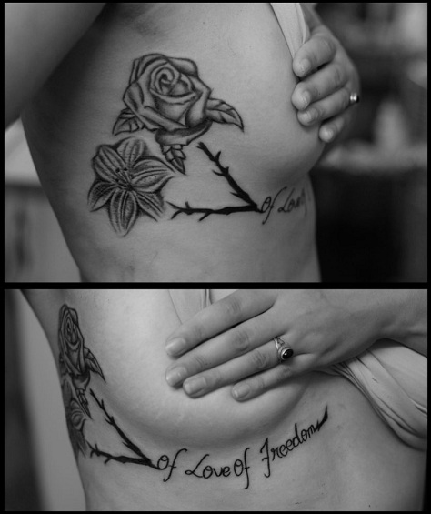 rose og lilje tatovering