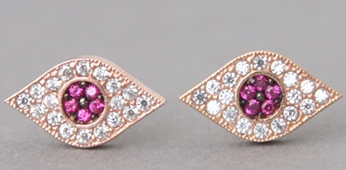 Gold Evil Eye Ear Rings Stud