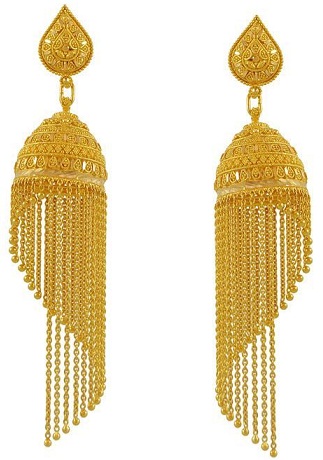 Guldfaldende Jhumkas -design til bryllup