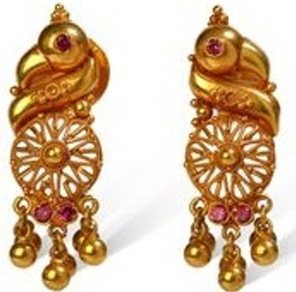 Peacock indiske øreringe i guld