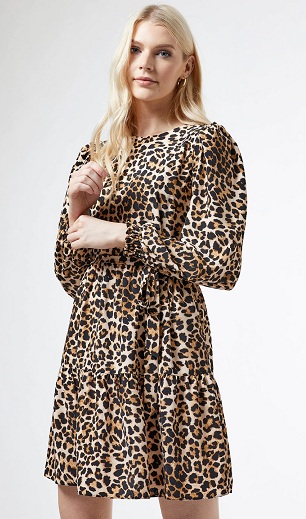 Leopardprint A-linje kort kjole