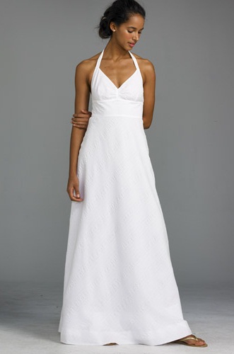 Hvid A-linje lang kjole