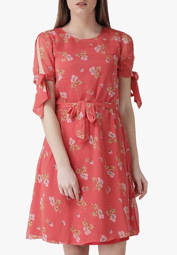Knælængde En linje Chiffon kjole