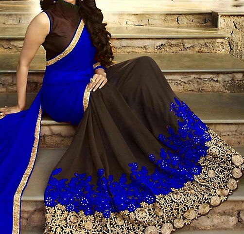 legújabb-tervező-sarees-kék-fekete-designer-saree