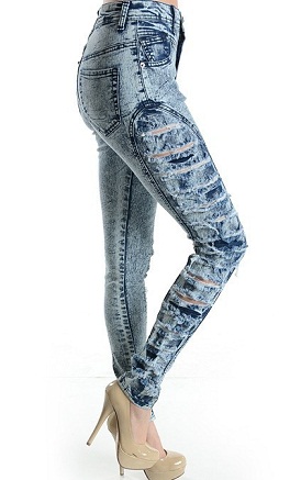 Side Distressed Jeans