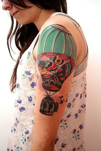 Mousserende Hot Air Balloon Tattoo Design