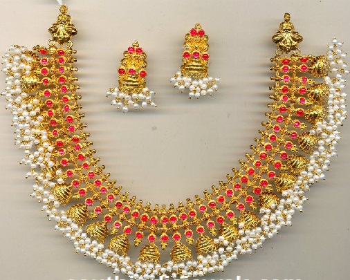 Perle Jhumka antik halskæde