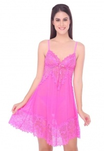 Valentine V-Neck Pink Nighty i kort