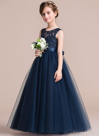 Dark Navy Flower Girl Frock Dress