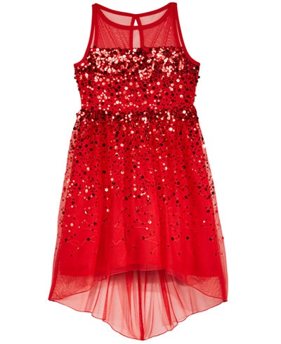 Illusion Neck Red Party Frock