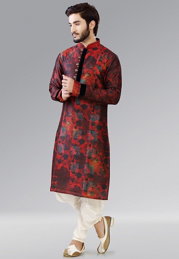 Nyomtatott Dupion Silk Dhoti Kurta