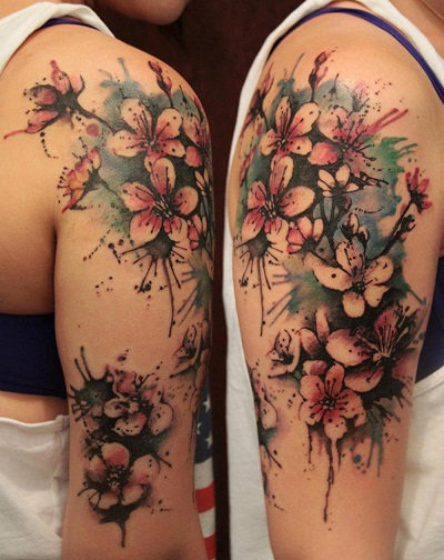 Akvarel speciel Tribal Flower Tattoo