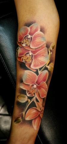 Orchid type Tribal Flower Tattoo
