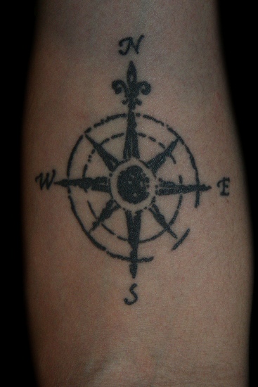 Ancient Pencil Style Compass Tattoo Design