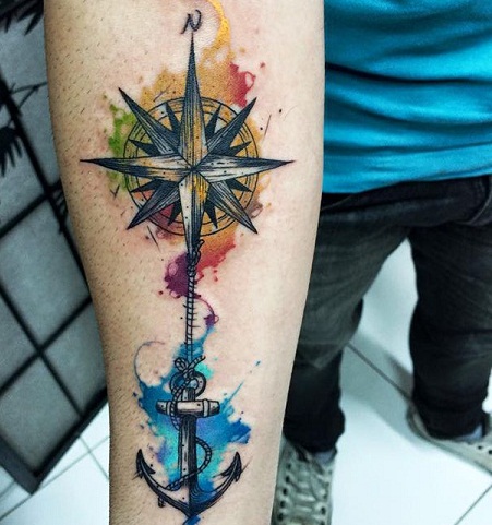 Blomsterprint Compass Tattoo Design
