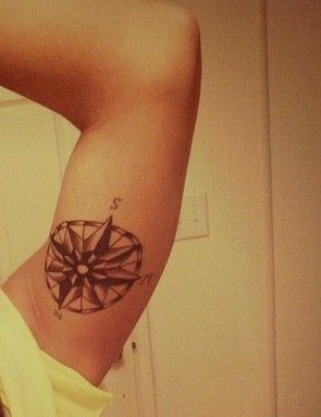 Kompas tatoveringsdesign til overhånd