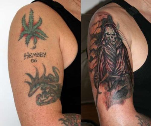 Halálos csontváz tetoválása