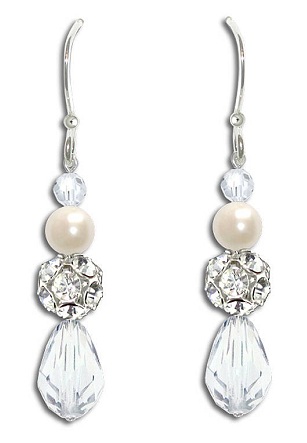 Perle og krystal øreringe