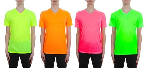 Neon-T-shirts med V-hals