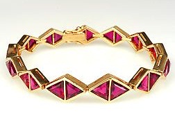 Rubellite Tourmaline guldarmbånd: