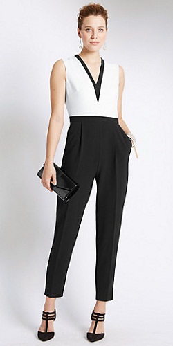 Designer Jumpsuit med V -hals