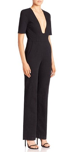 Jumpsuit med dyb V -hals
