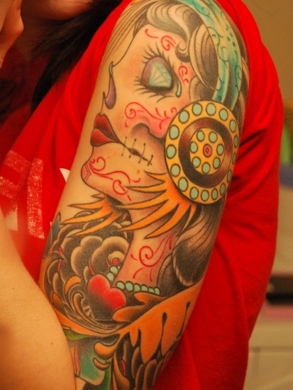 Candy Skull cigány tetoválás tervezés