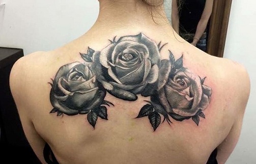 Sort blomst rose tatoveringsdesign