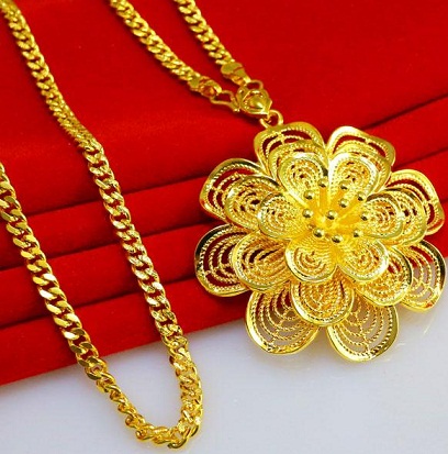 Guld blomst halskæde designs til brude