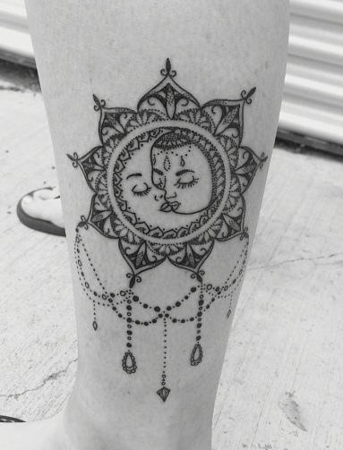 Celestial Combined Sun - Moon Tattoos