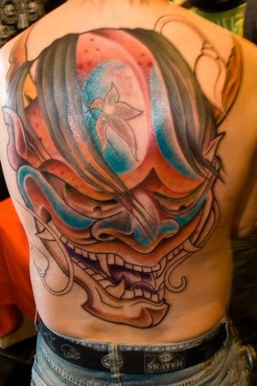 Asian Mask Tattoo Design