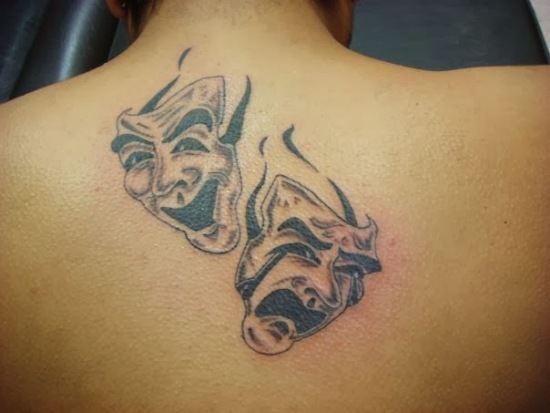 Nevetés és sírás maszk tetoválás tervezés
