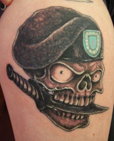 Daring Soldier Skull Military Tattoo Design