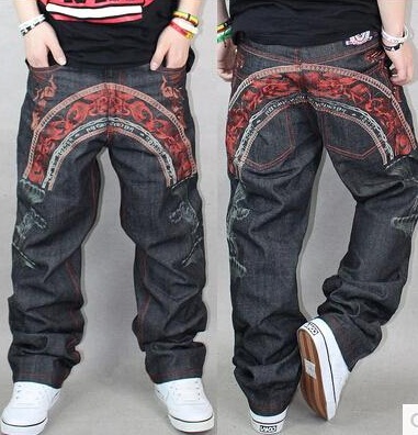 Eksklusive broderede hiphop -jeans til mænd