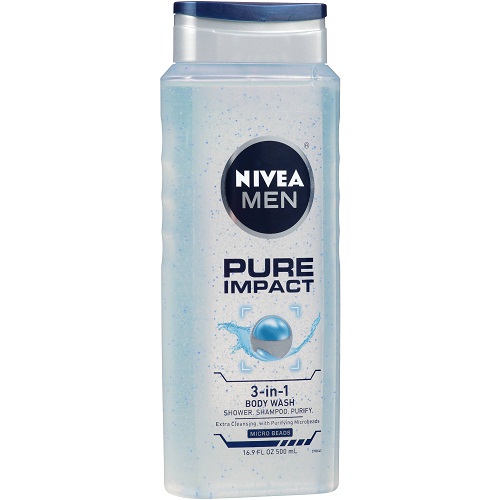 NIVEA MEN Pure Impact 3 az 1-ben testmosó testre, arcra és amp; Haj, 16,9 oz