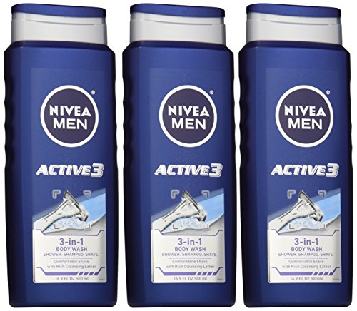 NIVEA MEN Active3 3-i-1 brusegel til kropsvask, 16,9 oz flaske