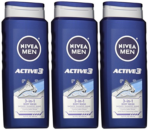 NIVEA MEN Active3 3 az 1-ben testmosó tusfürdő, 16,9 oz palack