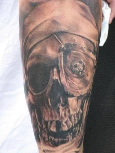 3D Skull Pirate Tattoo Design