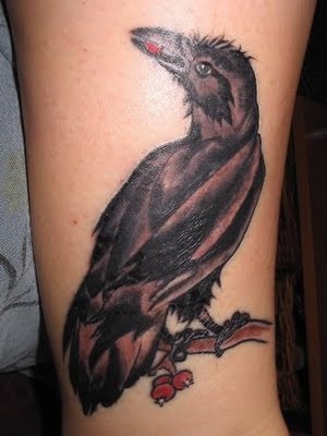 Varjú a fán Raven Tattoo Design