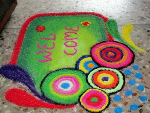 Különleges Rangoli minták Üdvözöljük Rangoli