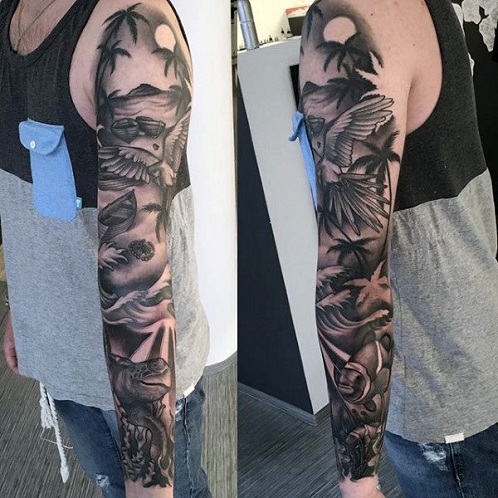 Árnyékos pálmafa tetoválás