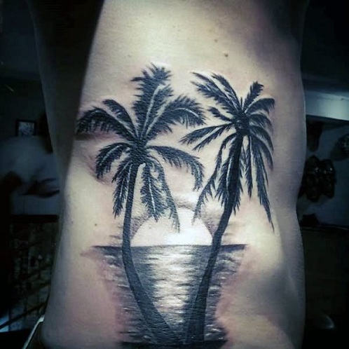 Grey Wash Palm Tree Tattoo