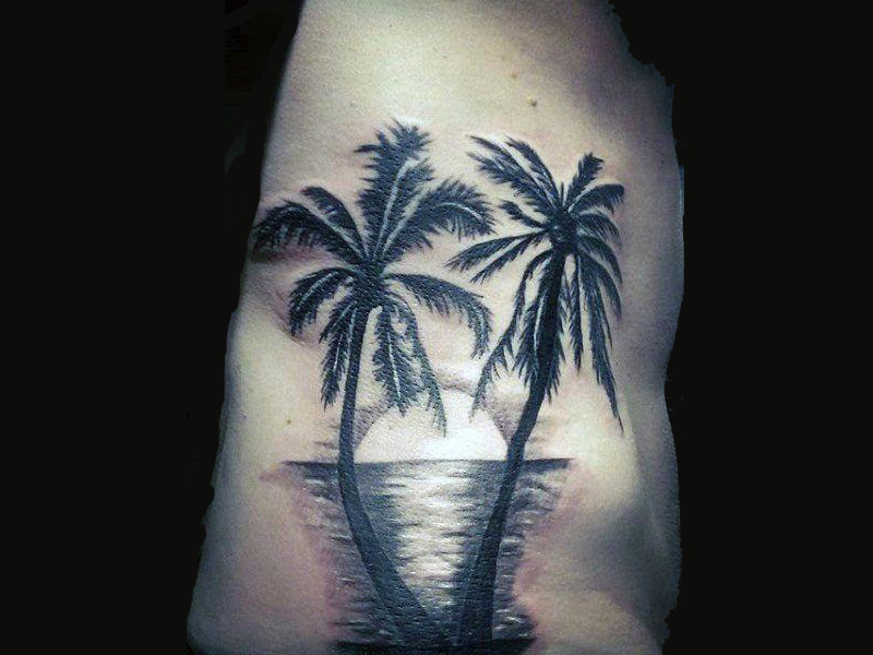 Csodálatos pálmafa tetoválás nőknek és férfiaknak