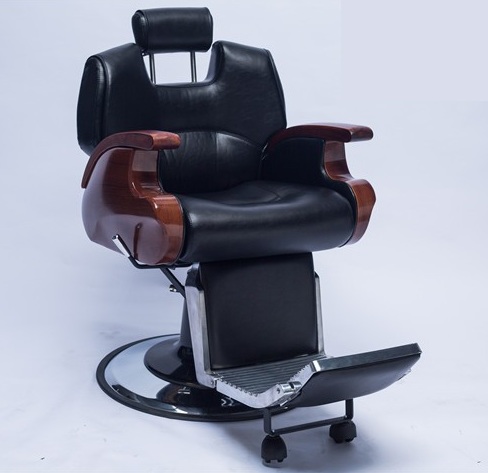 Læder barberstol med kraftig hydraulik