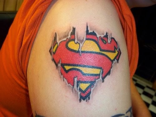 Árnyékolt minta Superman tetoválás tervezés