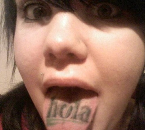 Hola Tongue Tattoo Design