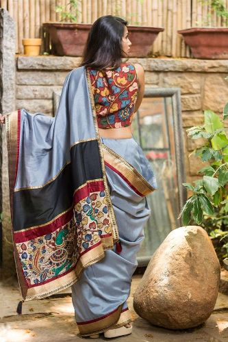 Kalamkari blusedesign til Silke Saree