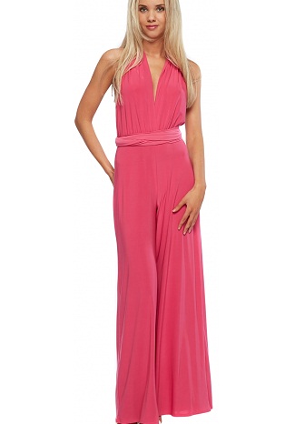 Tilbage mindre pink jumpsuit med bredt ben